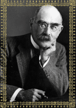 Rudyard Kipling portrait with ornate gold border